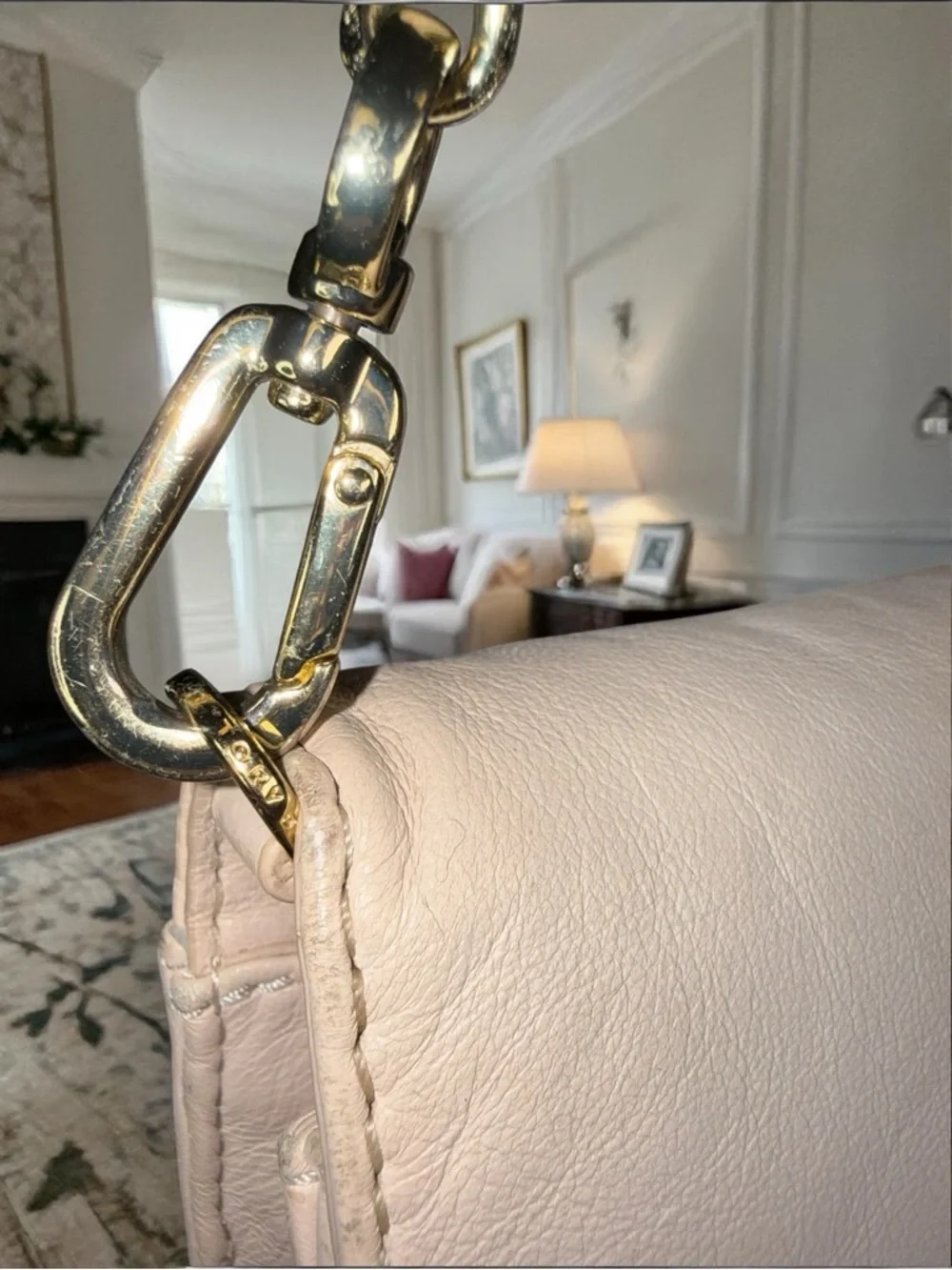 ✨ Tory Burch Kira Blush Quilted Leather Chain Crossbody Bag Gold Logo 👛 - Picture 8 of 13